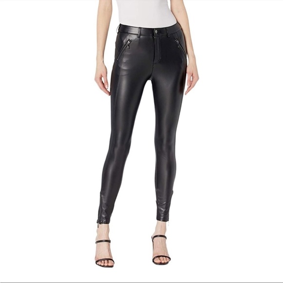 Guess Pants - Nwt Guess Soto Faux Leather Skinny Pants Size 4 Zip Details Black